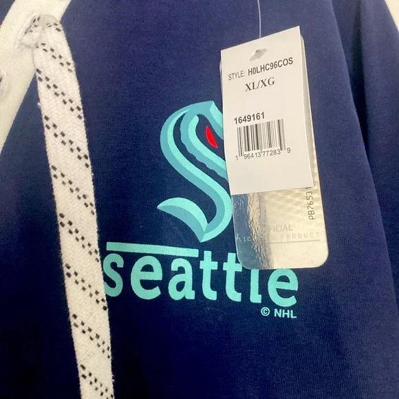 NWT [NHL] Seattle Kraken 🐙 Lace-Up Long-Sleeved Hooded Top Women’s Sz XL 16/18 - Picture 6 of 9